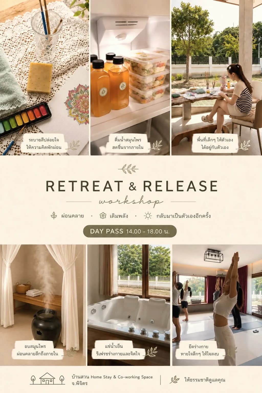 โปสเตอร์เวิร์กช็อป Retreat & Release พร้อมภาพกิจกรรม
